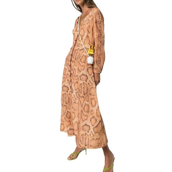Mara Hoffman Silvana Snake Print Midi Dress In Sand Multi Size 2 Shirtdress - Picture 5 of 16